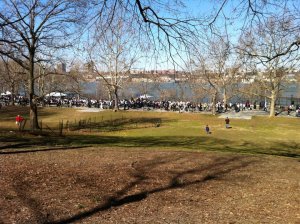 Crowds walking in support of the NYC Pancreatic Cancer Research Walk 2011